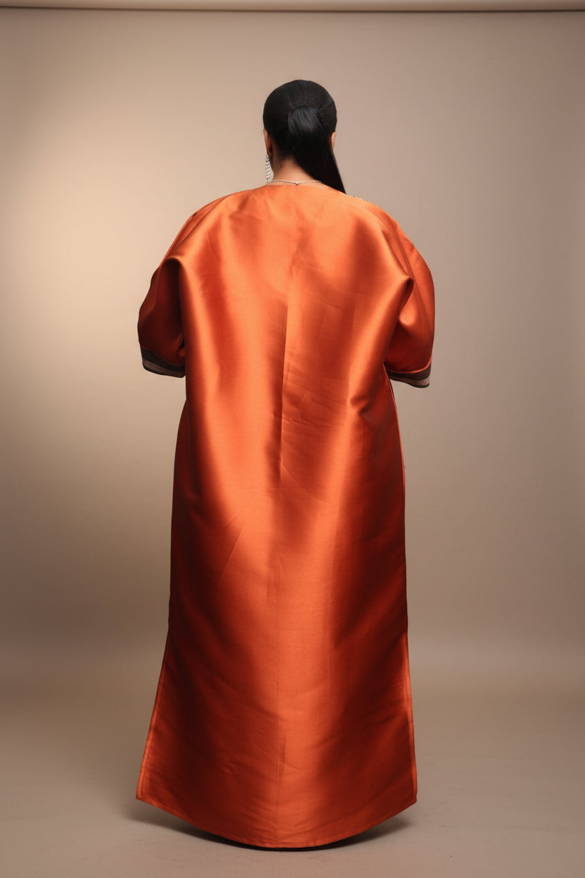 V-Shaped Panelled Mikado-Asooke Mix Boubou Dress