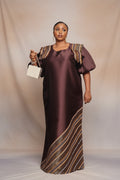 REBECCA03 Shoulder Panelled Mikado-Asooke Mix 2 Piece Boubou Dress