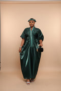 MOFE 2-Piece Liquid Mikado-Asooke Mix Boubou Dress and Hat Set M/L