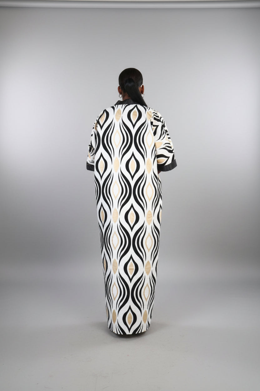 FUNKE Velvet Embossed Long Kimono Jacket