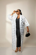 FUNKEO2 Gridded Organza Kimono