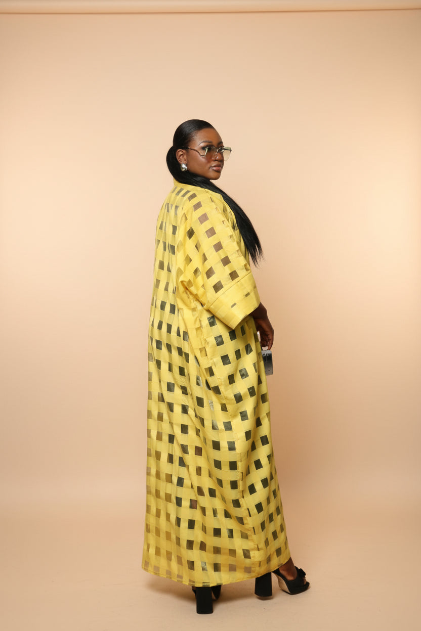 FUNKEO2 Gridded Organza Kimono