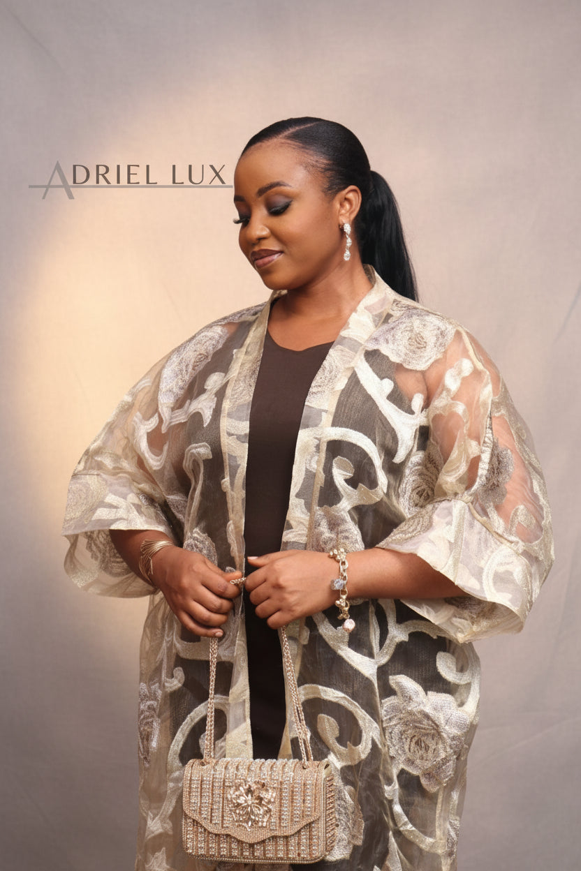 KIM Oganza Brocade 2-PC Kimono Set- Gold