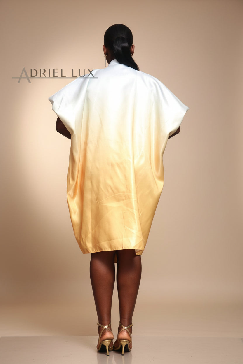 PEJU02 Button detailed Corset-Cut Liquid Mikado Boubou- Gold/Ombre