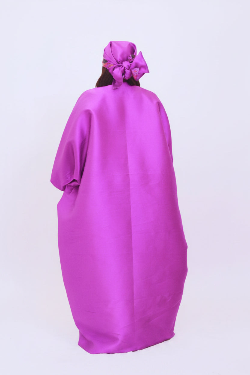 OLA03 Rhinestone-Embellished V-Panelled Brocade-Mikado Mix Boubou Dress