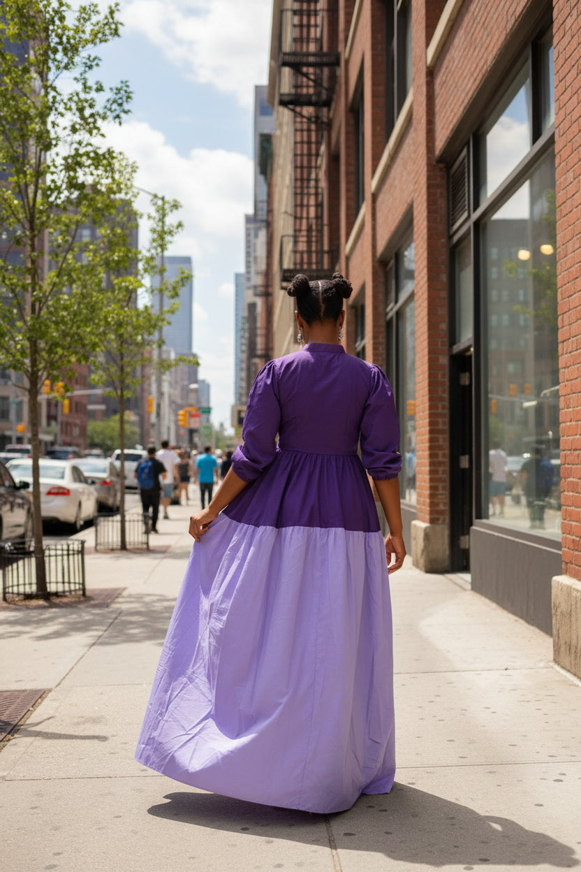 Color-Block Maxi Shirt Dress.