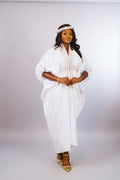MOFE02-piece Liquid Mikado-Asooke Mix Boubou Dress and Hat Set