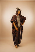 MOFE02-piece Liquid Mikado-Asooke Mix Boubou Dress and Hat