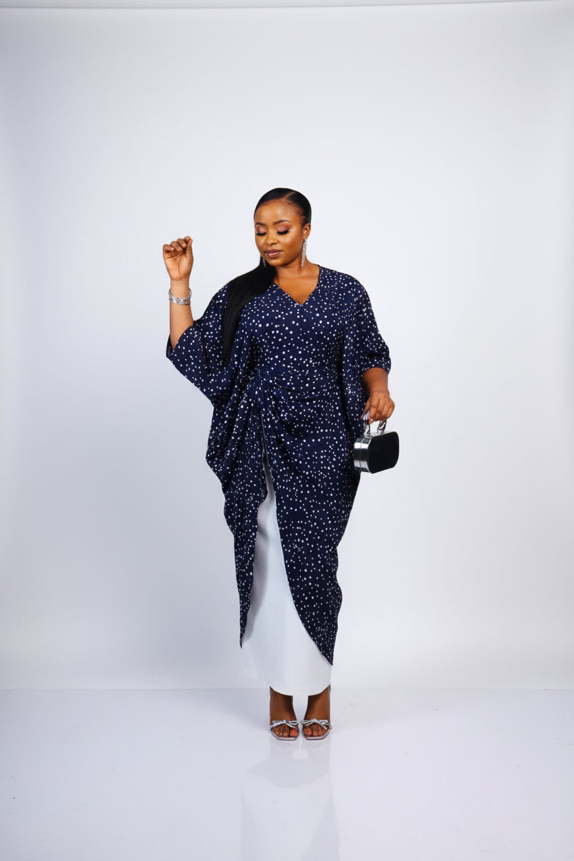 OMOTOLA02 Self-Cinched 2-Piece Set. Blue/White