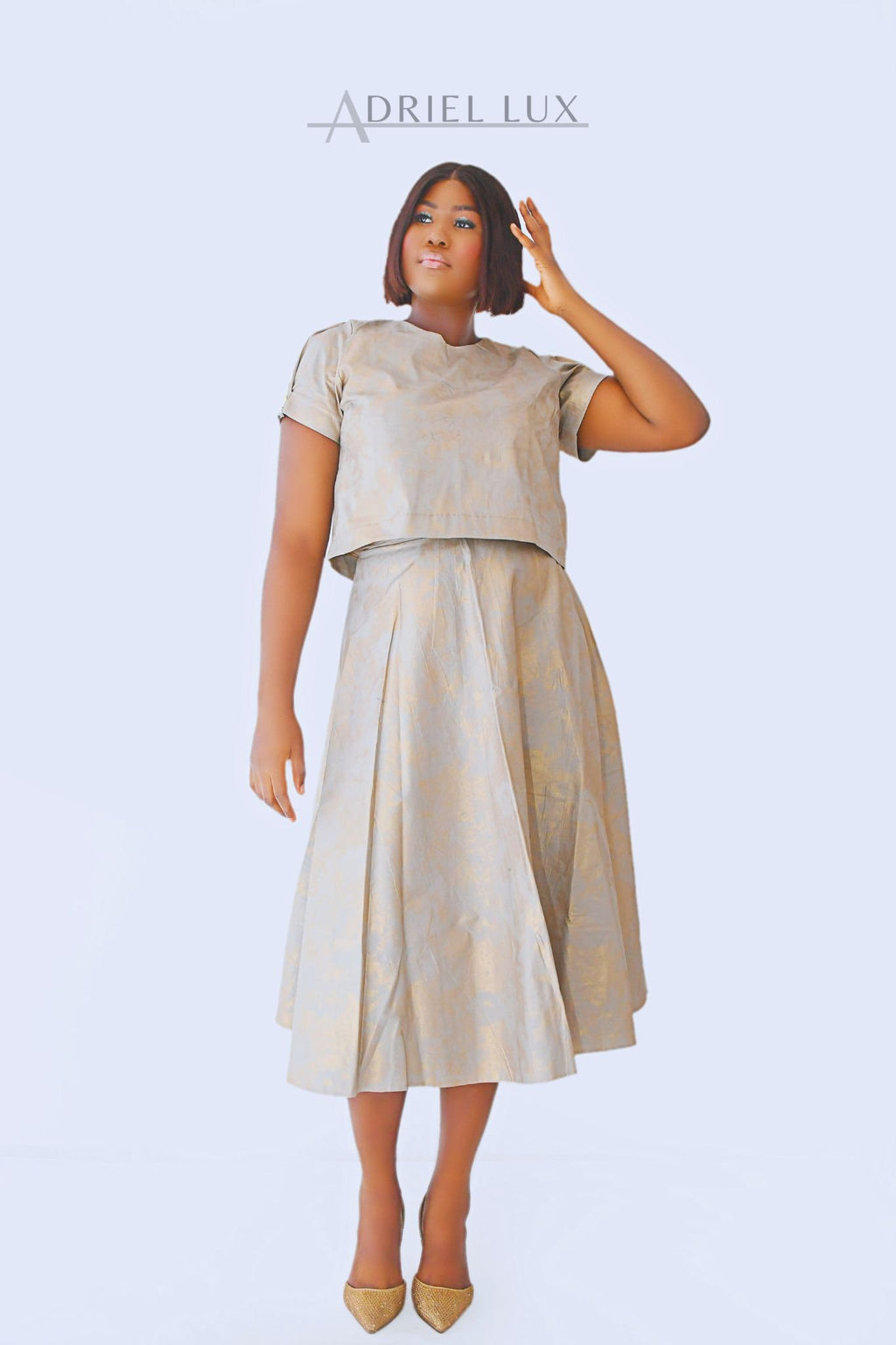 Gold Damask 2-Piece Co-Ord