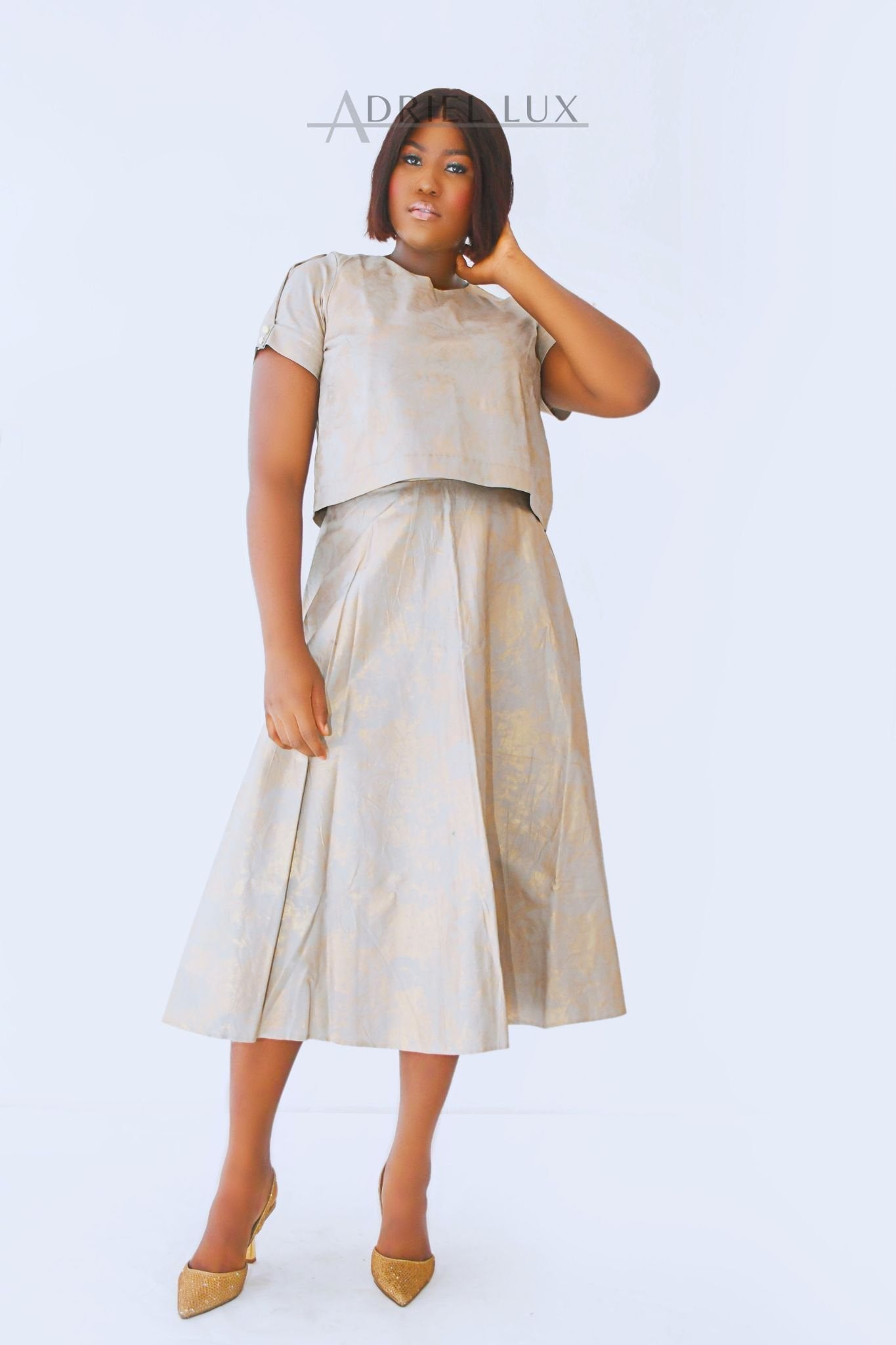 Gold Damask 2-Piece Co-Ord