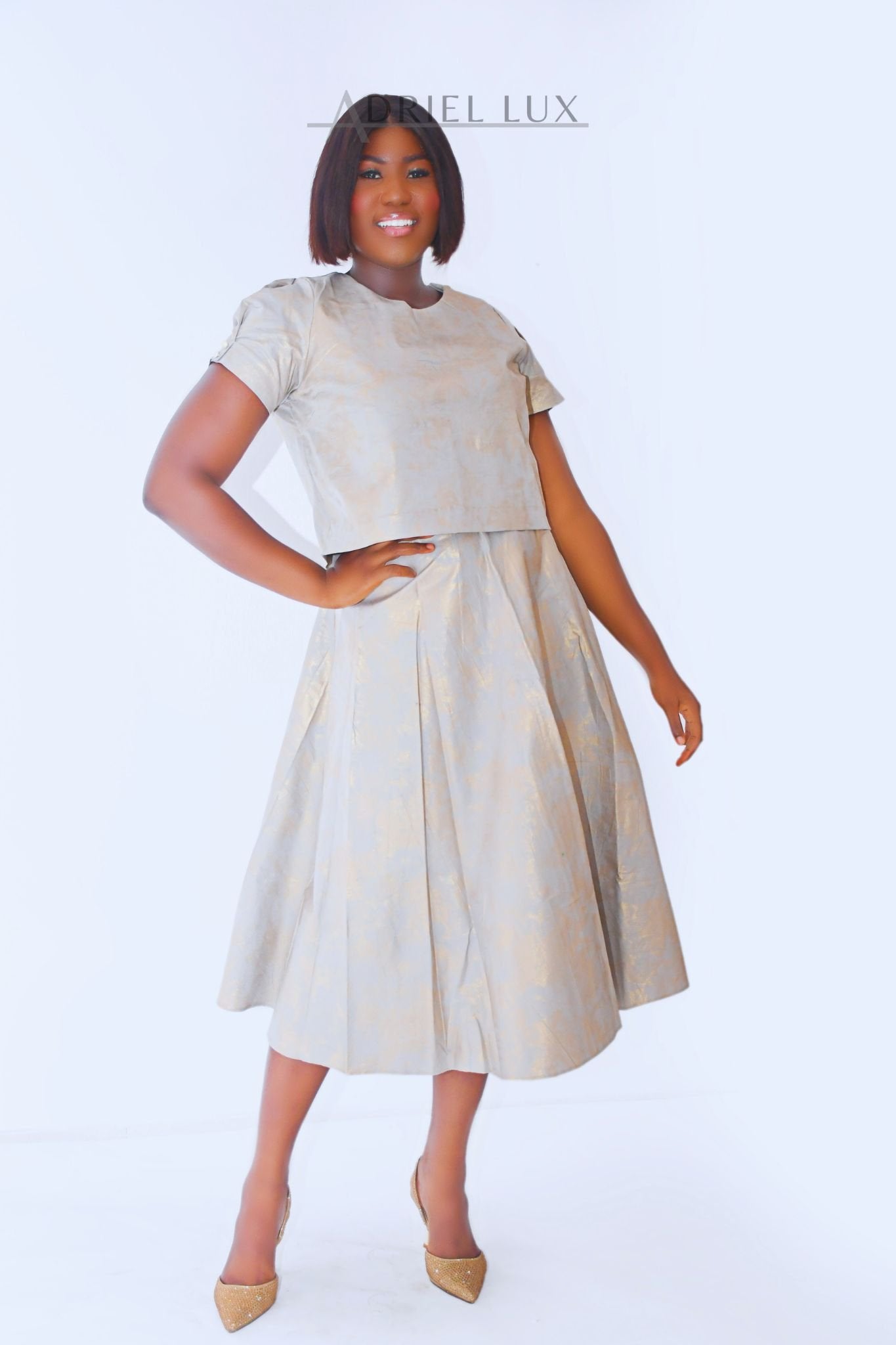 Gold Damask 2-Piece Co-Ord