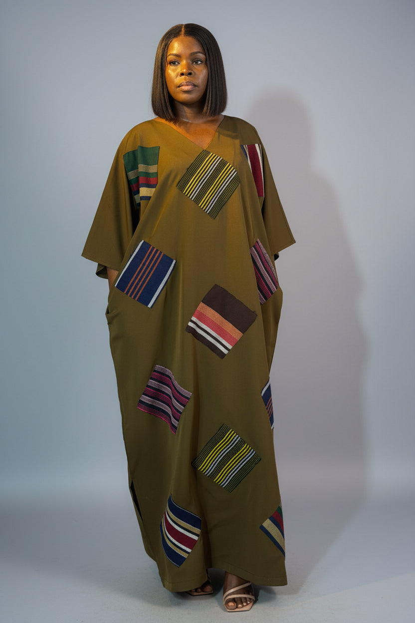 FOLASADE Patch Boubou with Self Tie Belt