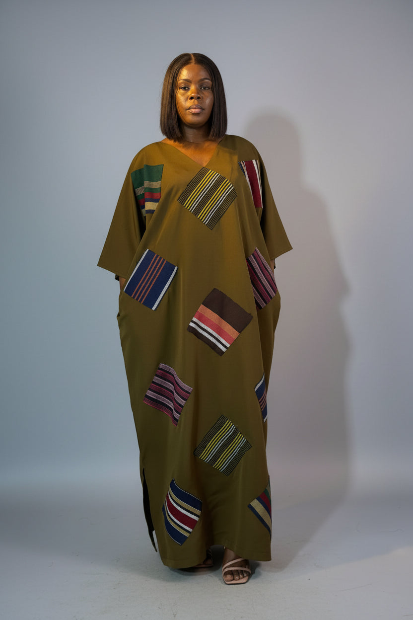 FOLASADE Patch Boubou with Self Tie Belt