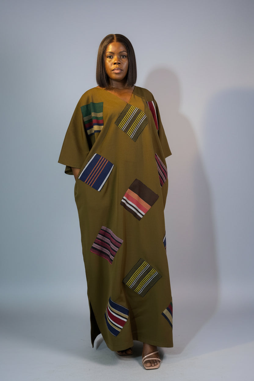 FOLASADE Patch Boubou with Self Tie Belt