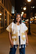 FOLASADE White Multi Aso Oke Tassled Kimono Short Jacket